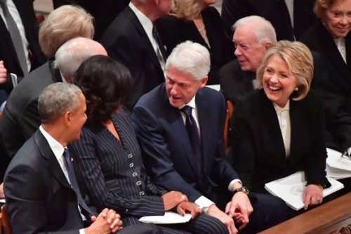 19751011: 2018/12/05 Bill Clinton and Hillary Clinton at the state funeral service of former Preside