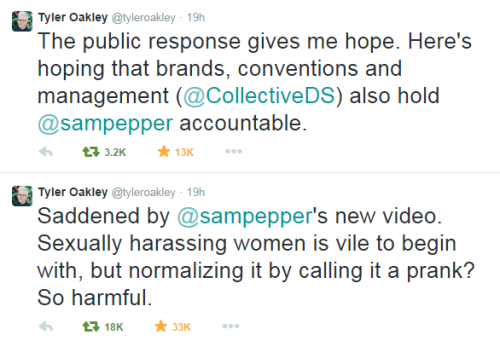 sparklesmikey:  wearetylerspeople:  oxblivxn:  SHOUTOUT TO EVERYONE TAKING A STAND AGAINST SAM PEPPER   WHO BROUGHT THIS BACK  don’t let people forget how despicable this is