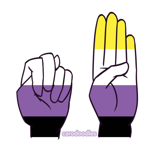 Nonbinary in ASL today! We do not have a widespread common sign for non binary in American Sign Lang