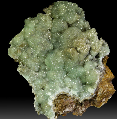 Adamite on Calcite - Kamariza Mines, Lavrion, Attica, Greece