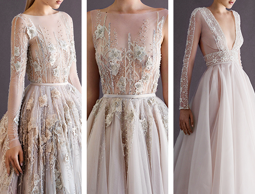 jeankd:   Fashion! Put It All On Me ➝  Paolo Sebastian f/w 2014-15  I want the 1st one in the second row in all black with emerald green and onyx stones for my wedding dress. 