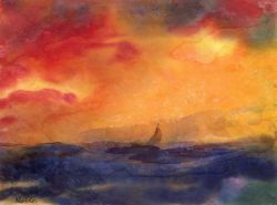 wasbella102:  Seascape with Sailboat:  Emil Nolde 