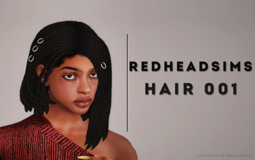 RedheadSims Hair N001:polycount: 30kno tips coloraccessory rings are fully recolorablehair found in 