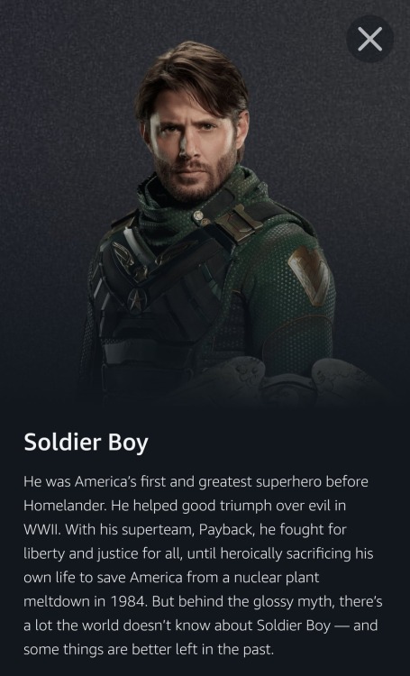 justjensenanddean:Soldier Boy art from Prime Video App