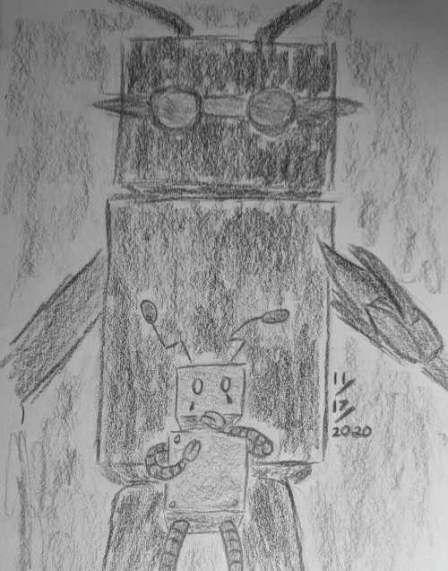 "Hah! Would You Look At That, A Pitiful Little Robot. I Bet We Can Take Him Easily!""...""...Why Do I