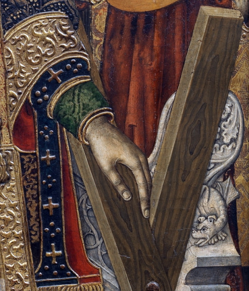 Tomás Giner - St. Vincent, Deacon and Martyr, with a Donor (c. 1462). Detail.