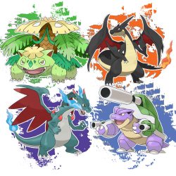 sugishinies:  Generation 6 Shiny Pokemon: Part 5 Mega Venusaur, Mega Charizard Y, Mega Charizard X, and Mega Blastoise 