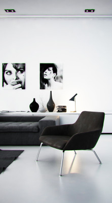 cknd:  Black and White Living Room Interior