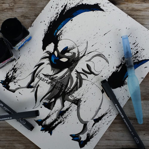 Absol watercolor and ink painting.By: Gato. Tumblr | Instagram | Facebook | EtsyIf you want you can 