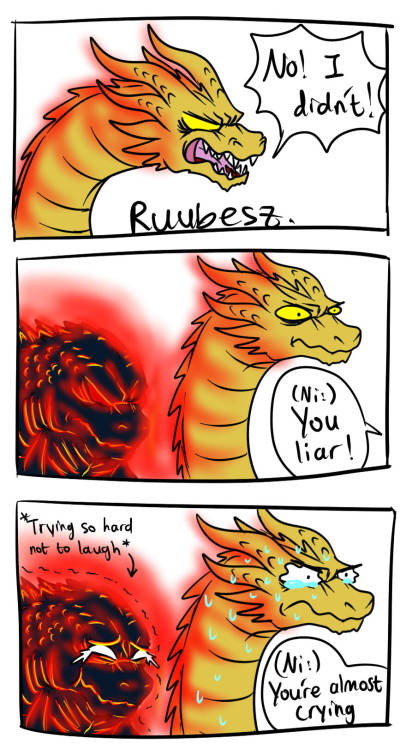 ruubesz-draws: Ghidorah: “Back the f**k up, b*tch! Back the f**k up!!!” *DO NOT REP