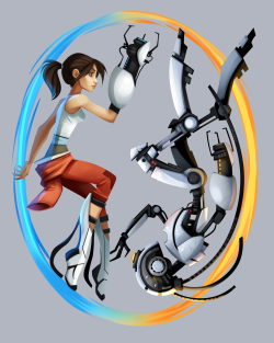 sam-bragg:  Portal Glados vs Chel Get it on a t-shirt here http://www.welovefine.com/6563-double-identity.html#.Ujin8sbqnjc