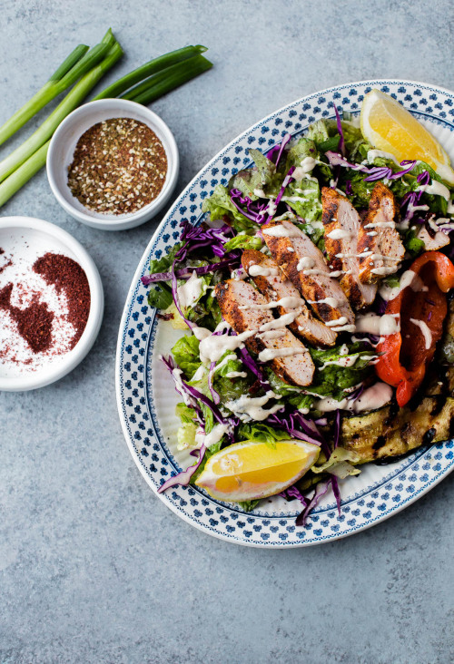 Mediterranean Chicken Salad with Sumac Dressing