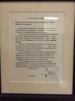 nwmonkeygirl:  bobbycaputo:  This Teacher Asked Her Students to Write to an Author. Kurt Vonnegut Wrote Back This In 2006 Ms. Lockwood, an English teacher at Xavier High School, asked her students to write a letter to a famous author. She wanted them