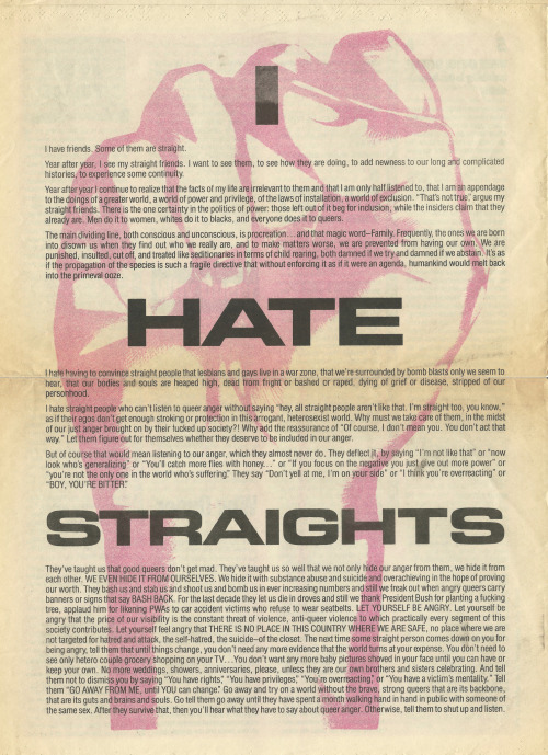 lesbianartandartists:Queer Nation, “QUEERS READ THIS”, 1990