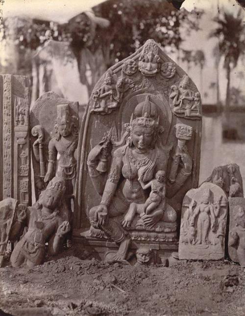 Ambika and others sculptures, Pala art from eastern India, vintage pic