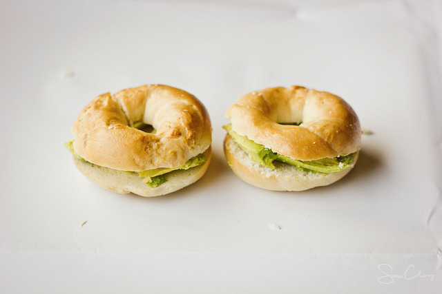 everybody-loves-to-eat:  Avocado on Mini Bagels by Sarah Ching on Flickr.