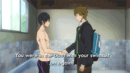 emptyjuicecarton:  I still can’t get over the fact that Makoto went into Haru’s bathroom without knowing for sure that Haru’d be in the bath with his bathing suit on. These two are so comfortable with each other that it makes me feel all mushy and
