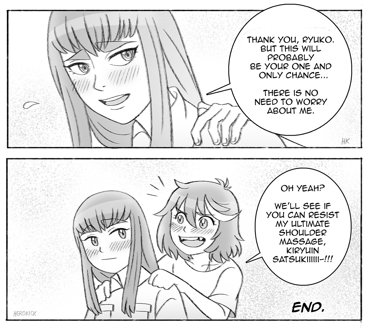 herokick:  With permission, Ryuko was allowed to massage the tense shoulders of a