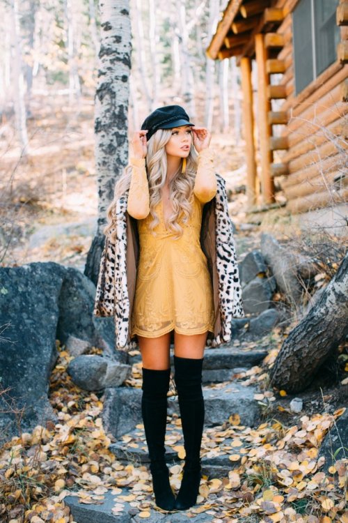 fashion-boots:Stephanie Danielle: Shades of Fall in Hope ValleyDress: VICI | Coat: HoneyBum | B