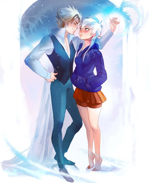 sakimichan:  So This is my Gender bend version of Else and Jack (OTP lol), Jackie and Elsir : ) Hope you guys like. So this was a good change of pace for me because I started to do lined drawings. it’s really fun to do more stylist drawings using lines