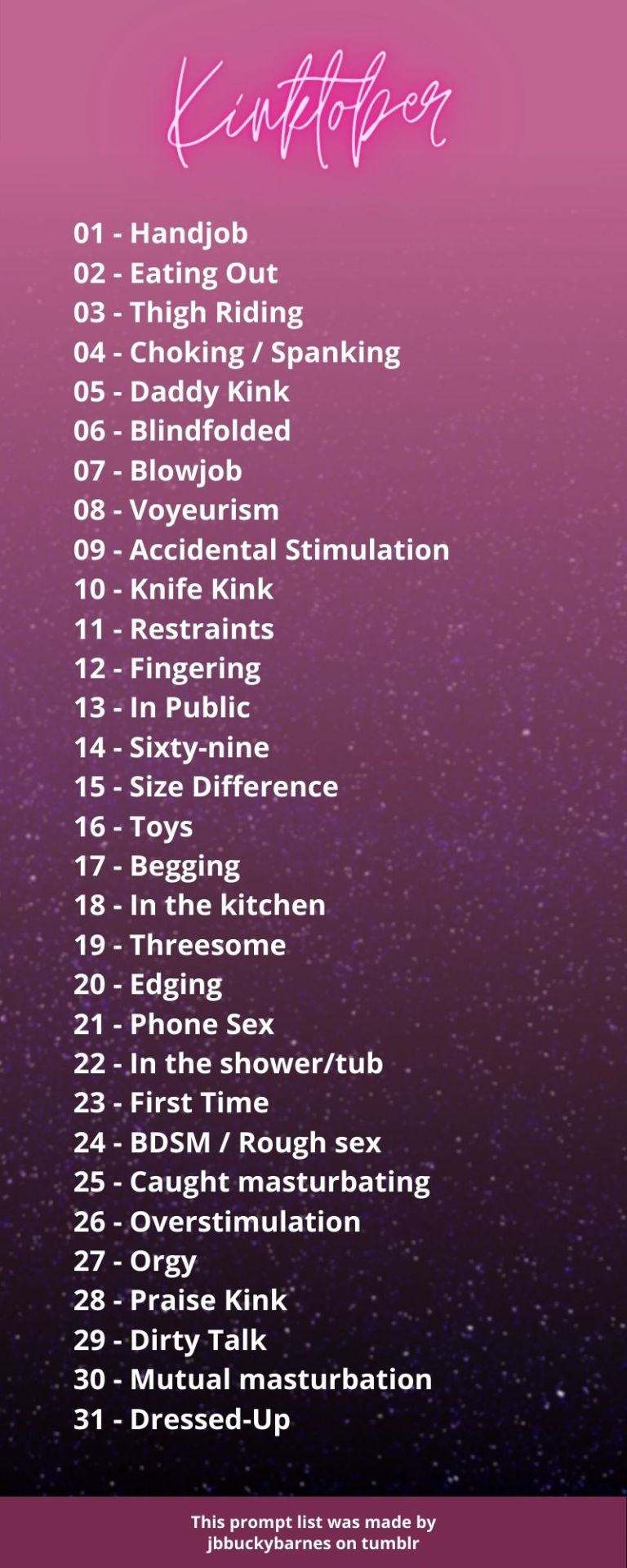 Kinktober list