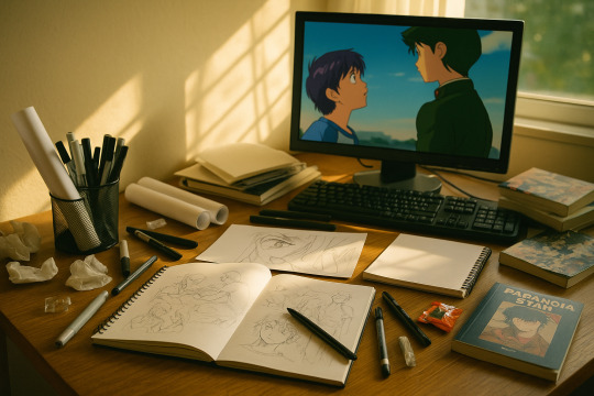mi escritorio con todo tirado por encima