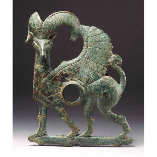 Horse bridle cheekpiece in the shape of a winged mouflon, circa 1000-750 BC, IranianThe mouflon (Ovi