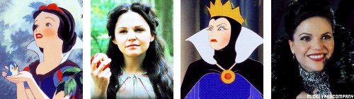 mickeyandcompany:  Once Upon a Time characters and their Disney counterparts 