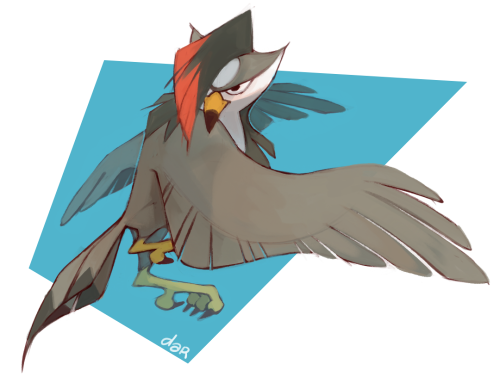 dar-draws:Day 17: Fave Flying - STARAPTORThe home boy, the best outta Sinnoh. The face pounding, spi