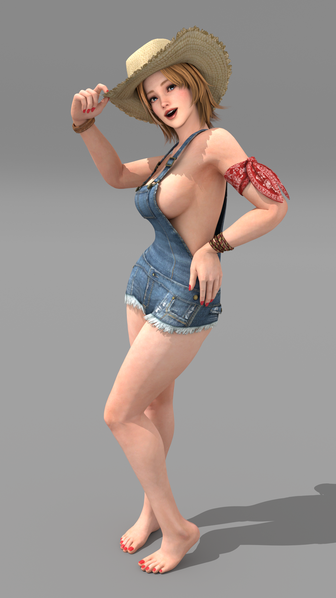 xpshenron:  Bodacious Cowgirl Any girl can wear overalls and be sexy. But Tina OWNS