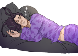 grummyart:  I apologize to the person that sent me this request, I lost your message somewhere in my inbox ^_^’But anyways, here’s Damien in silky bat printed pajamas. I might make this of other characters in the future.Edit : fixed up some things