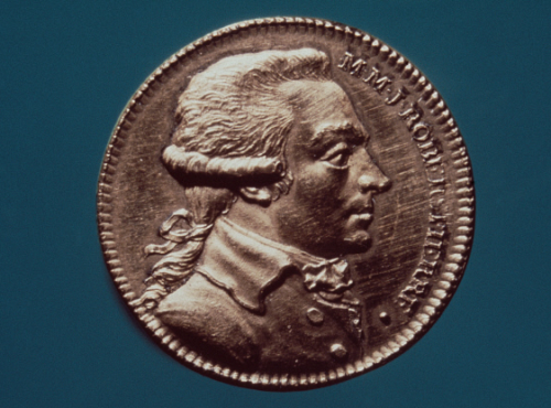 bunniesandbeheadings:French gilded bronze medallion of Maximilien Robespierre