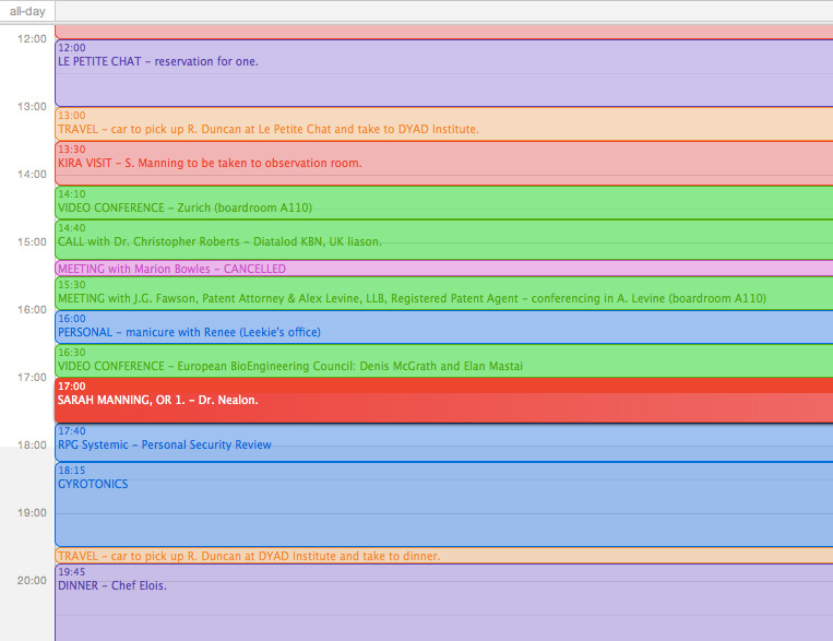 orphanblack:  Update Pls.Rachel’s itinerary, which Cosima received from Delphine,