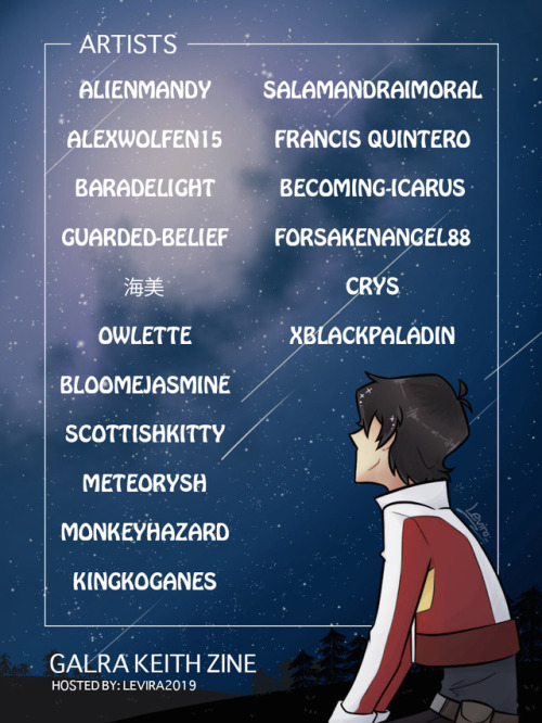 galrakeithzine: So proud and excited to introduce the final participants of Galra Keith Zine! I’m lo