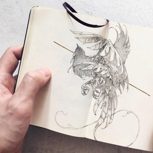 Fairy / pencil and ink in Moleskine