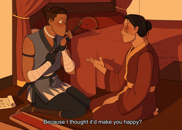 dickpuncherdraws:zukka week 2021 day 1: swords“So you hired them just to find my sword?” Sokka, as a Fire Nation minister and chief advisor to the Fire Lord, should probably not approve of Zuko’s use of royal funds. It’s the only coherent thought