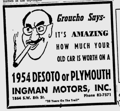 oldshowbiz: “This terrible drawing of Groucho Says…”