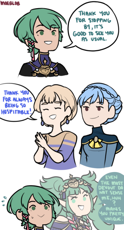 In the AU, at this current point in time, only Hanneman and Byleth see Sothis. Flayn/Rhea/Seteth fam