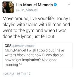 fuckingconversations: purelintrash:  “If you feel it, someone else has.”  Lin was full of advice for writers and artists–and humans–on February 16.  Use this search on desktop for more.  As my mom once said: “You’ve got to make a thousand