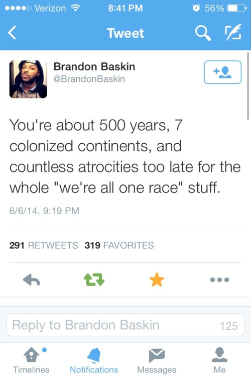 theacebooncoon: whitetears365: “We’re all one race.” SNATCHED