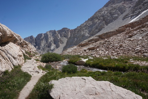 Views from the upper elevations of Mt Whitney, around Trail Camp