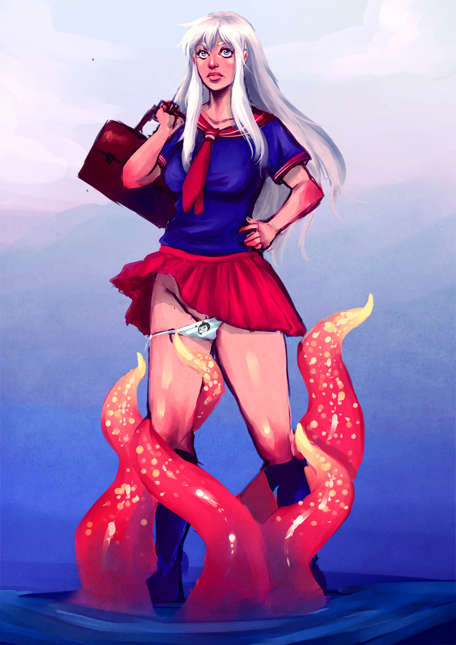 pissedartwork:  Some tentacle fanart of Priscilla, Delicious orange’s OC, I did