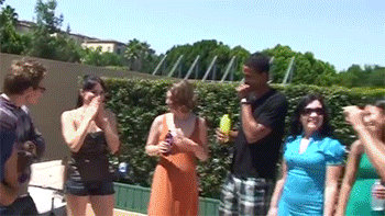 sizvideos:  Crazy Wedding Proposal - From Siz app (iOS / Android)Video  lol… This has to be fake… that thing is a solid 15 ft from the building, no way he lands that, right in the middle, just stumbling over the edge….