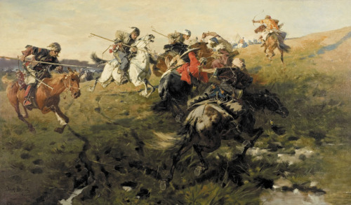 Brandt, Józef: Cossacks fighting Tatars from the Crimean Khanate, painted 1890