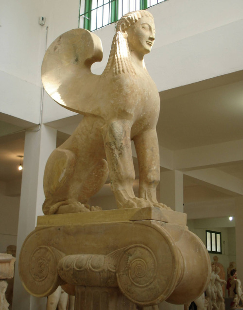 classicalmonuments: Sphinx Column of Cyrene Cyrene, Libya ~550 BCE 8.1 M Total height, 1.70 M Sphinx