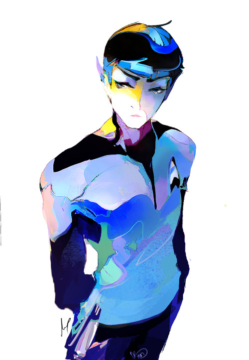 noxzaiden: A coloration of @ionahi​‘s Spock. [and yes he is my favorite~]“Being split in two halves 