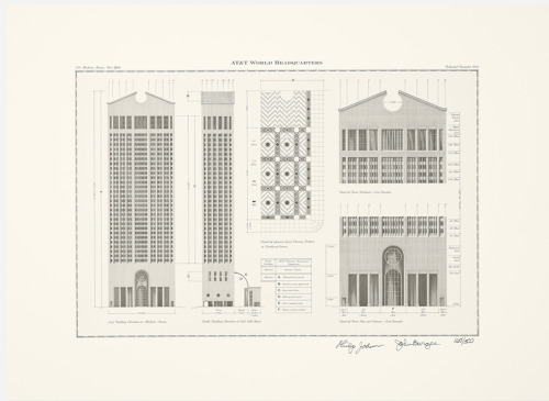 Philip Johnson and John Burgee, At&T Headquarters, 1984. lithograph on paper. Via Wright