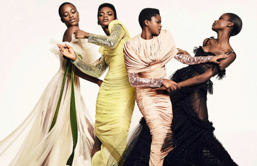fuckrashida:Oumie Jammeh, Riley Montana, Aube Jolicoeur, and Mayowa Nicholas photographed by Luigi &