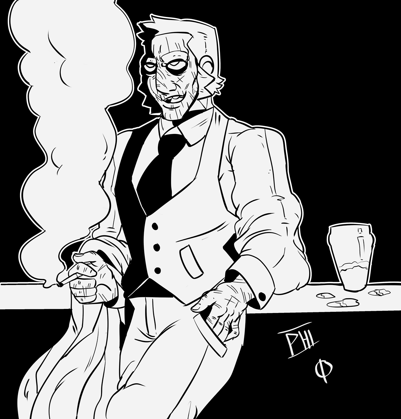 bimbophi: trying to ink better, Also I have may have a small crush on this character