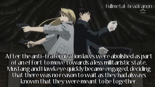 fullmetal-headcanon: After the anti-fraternization laws were abolished as part of an effort to move 